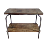2-level industrial wood and metal side table