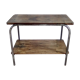 2-level industrial wood and metal side table