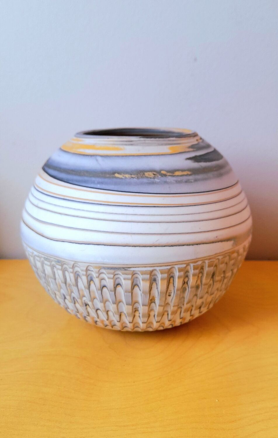 Mixed earth ceramic vase signed