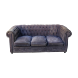 Purple velvety fabric sofa three-seater upholstered Chesterfield