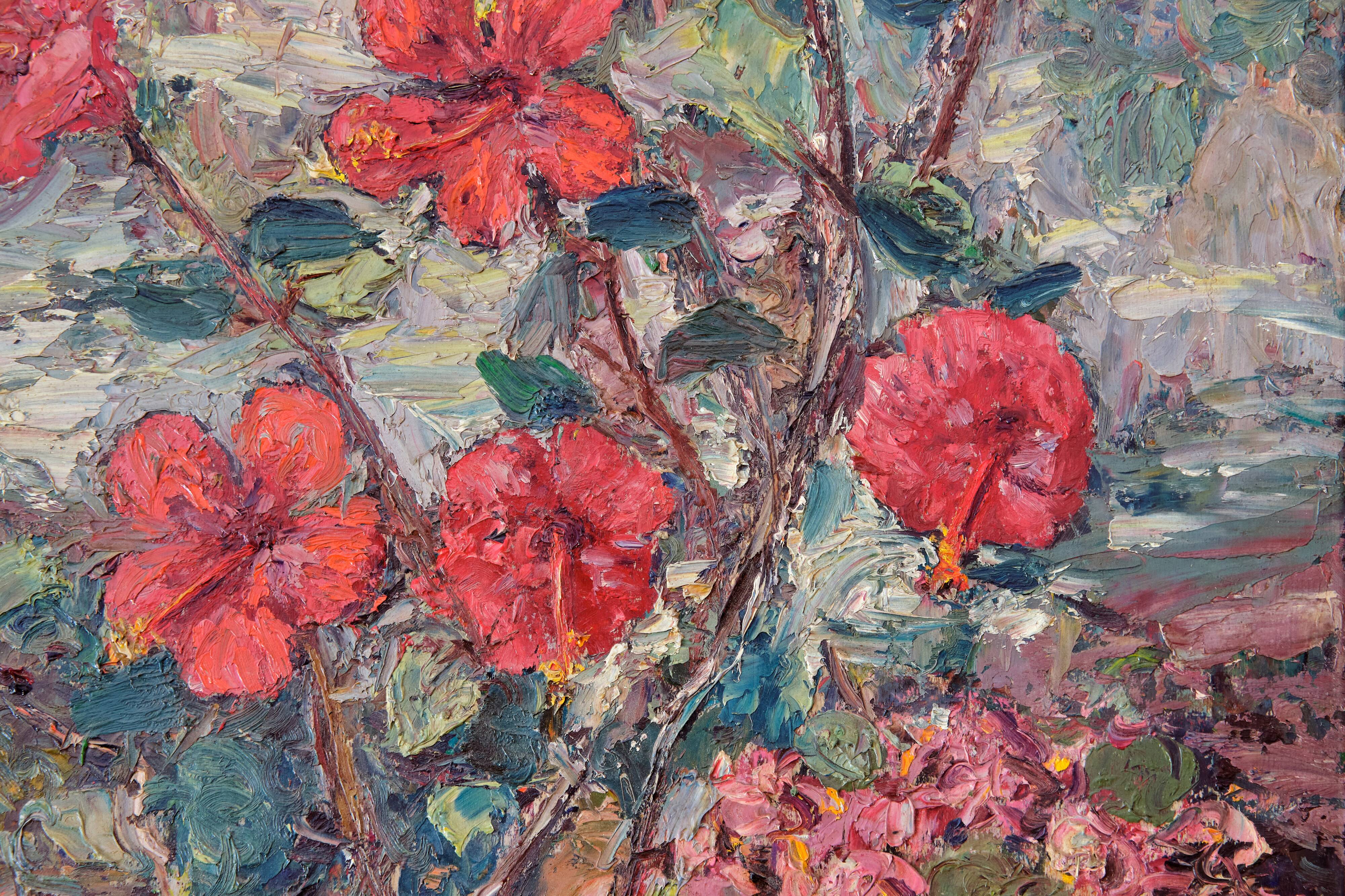 <hibiscus rosa-sinensis>,carlo aimetti (bisuschio, 1901-1980)
