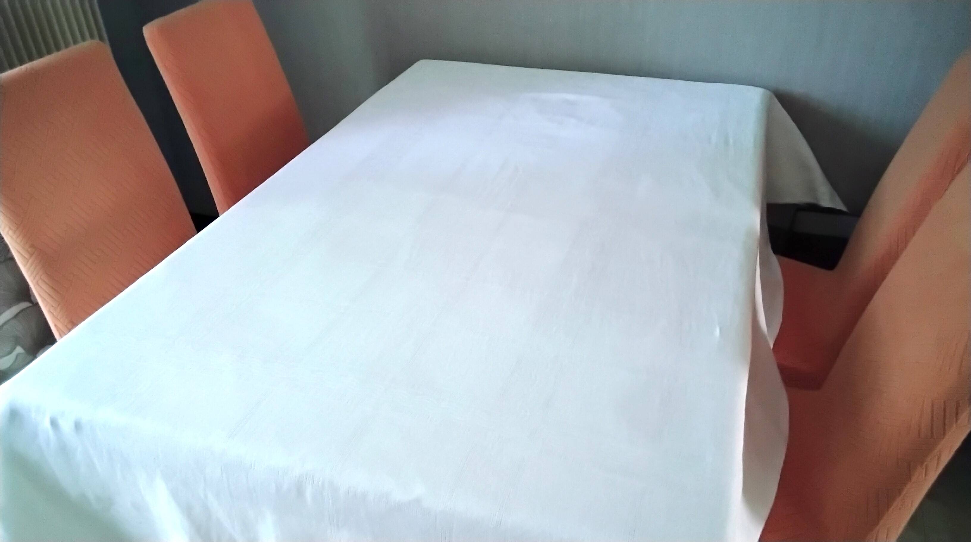 Old white damask cotton tablecloth 1.58 x 2.15 m