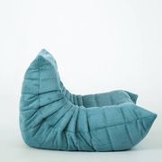 Togo set of armchair and pouf in light blue corduroy