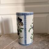 Old Stoneware Vase Ceramic Alsace Flowers Signed Paul Schmitter 1994 Unique