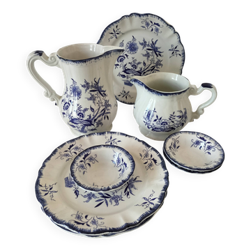 Service Sarreguemines Lancaster bleu ancien
