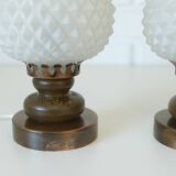 Pair of charming desk lamps vintage bedside lights wood table lighting 70's