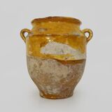 Magnifique pot à confit jaune vernissé, sud ouest de la France. XIXème