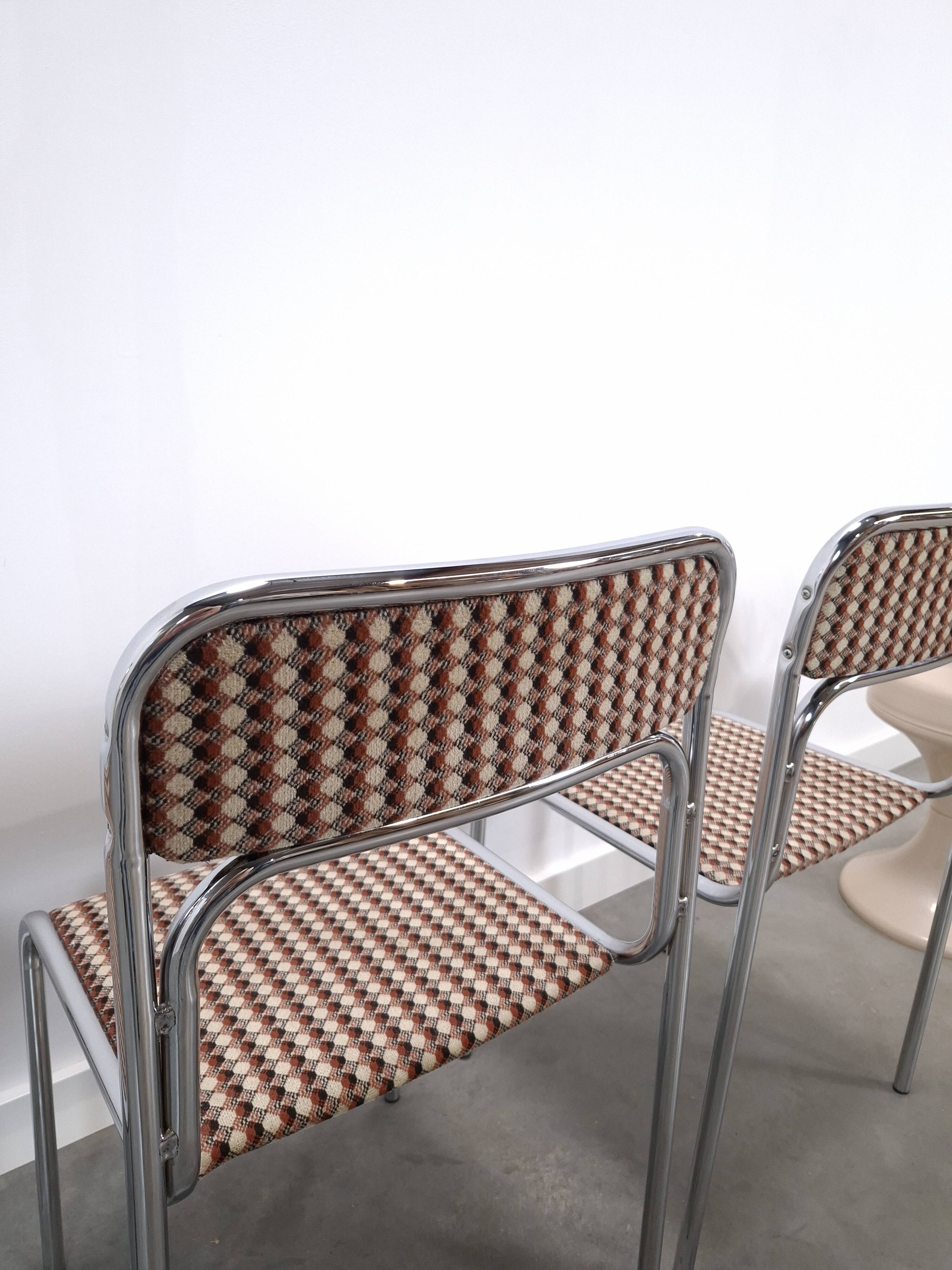 Space Age set 3x Bauhaus chromen buisframe stoelen