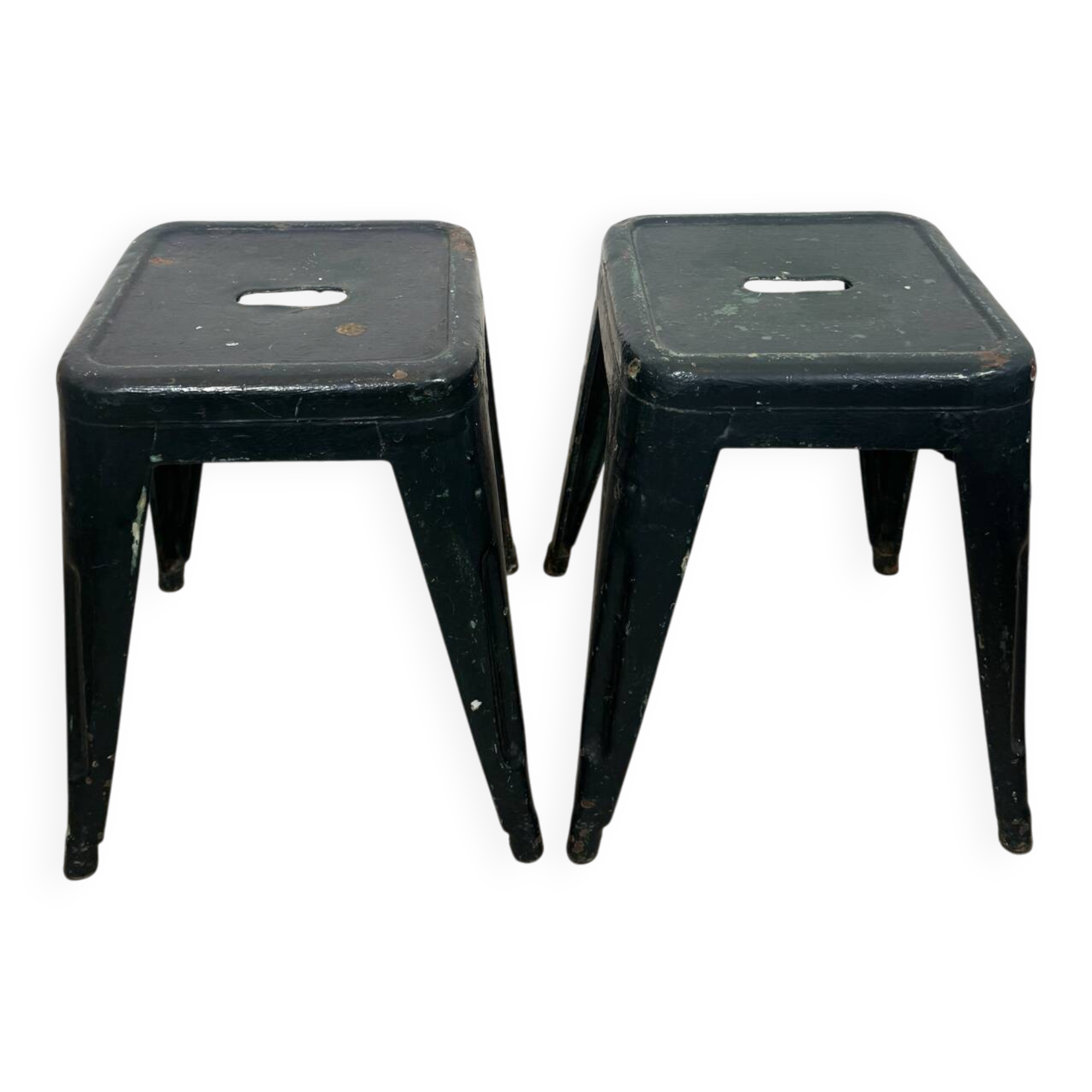 Paire de tabourets Tolix vert foncé