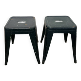 Pair of dark green Tolix stools