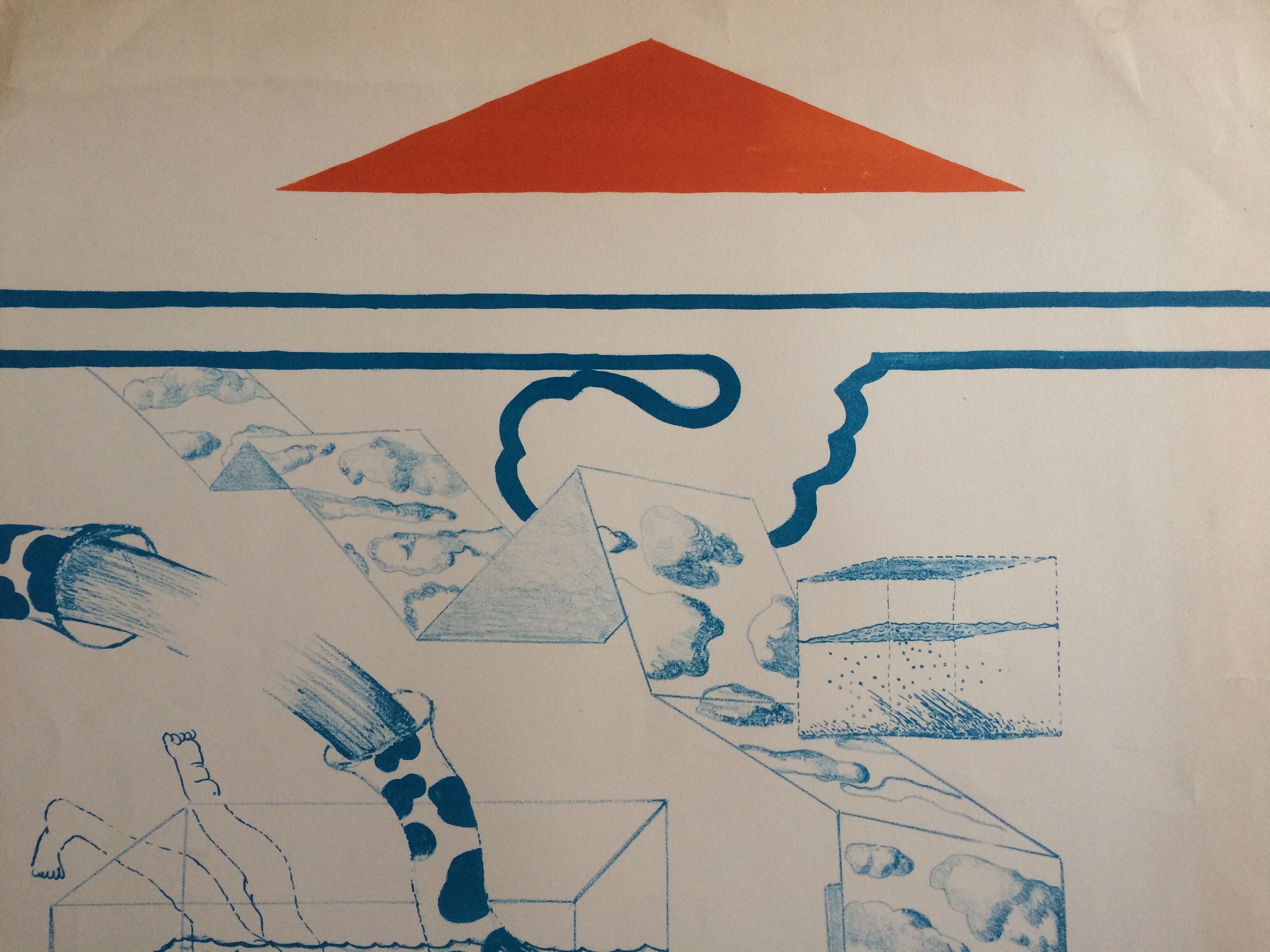 Original lithograph signed by Gérald Diaz, dit GÉRARDIAZ, Les vacances (essays), 1969