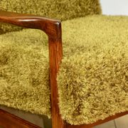 Wooden vintage brown armchair Khaki / Olive long hair Fox by Z. Bączyk - 2 pieces available