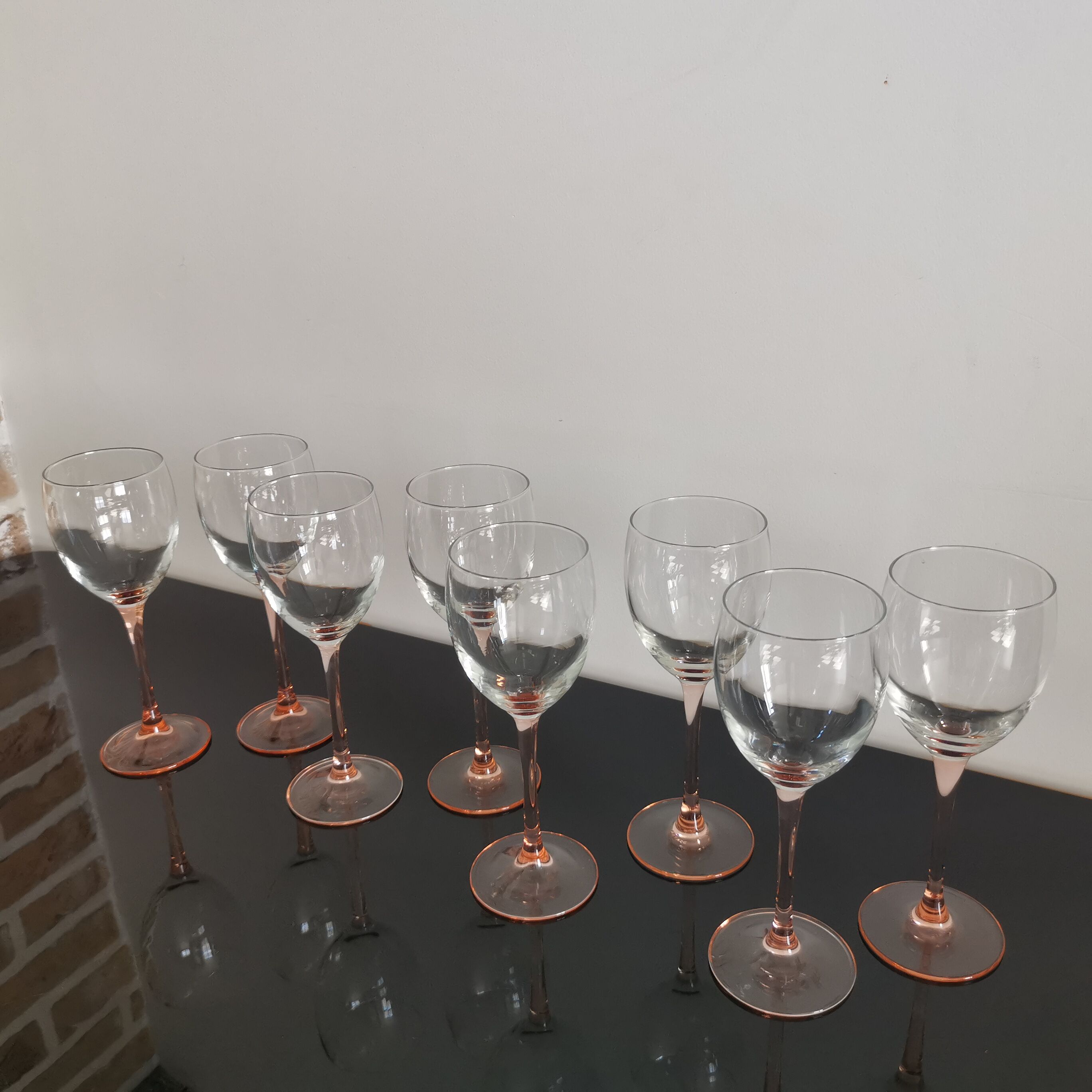 Luminarc pink feet wine glasses