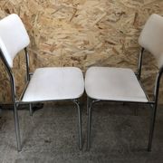 Pair of antique chairs chrome metal and skaï white 70s vintage