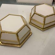 Hexagonal Brass Glass Sconces Set of 2