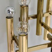 Italian brass chandelier 12 spot pendant lamp by Gaetano Sciolari, 1970s