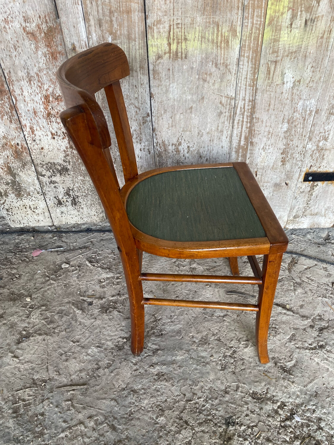 Vintage BAUMANN Mado Wood Bistro Chair with Green Seat