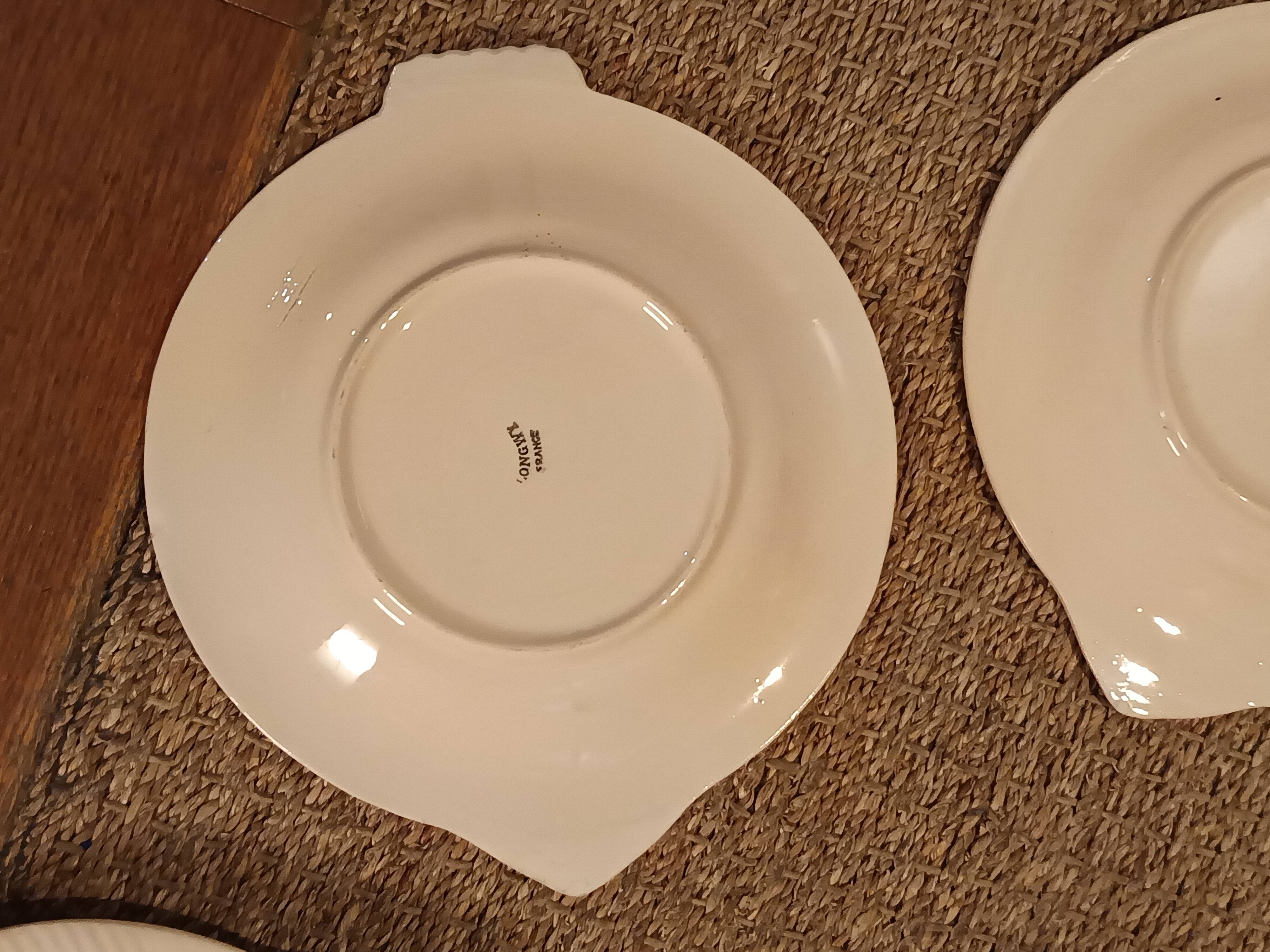 Set of 8 Longwy earthenware fish plates in powder pink