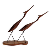 Sculpture moderniste scandinave grues en teck