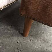 Pair of brown and white solid beech ottomans with contrasting fabrics - 1960s