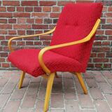 Pair of red armchairs model 6953 by Jaroslav Smidek published by TON