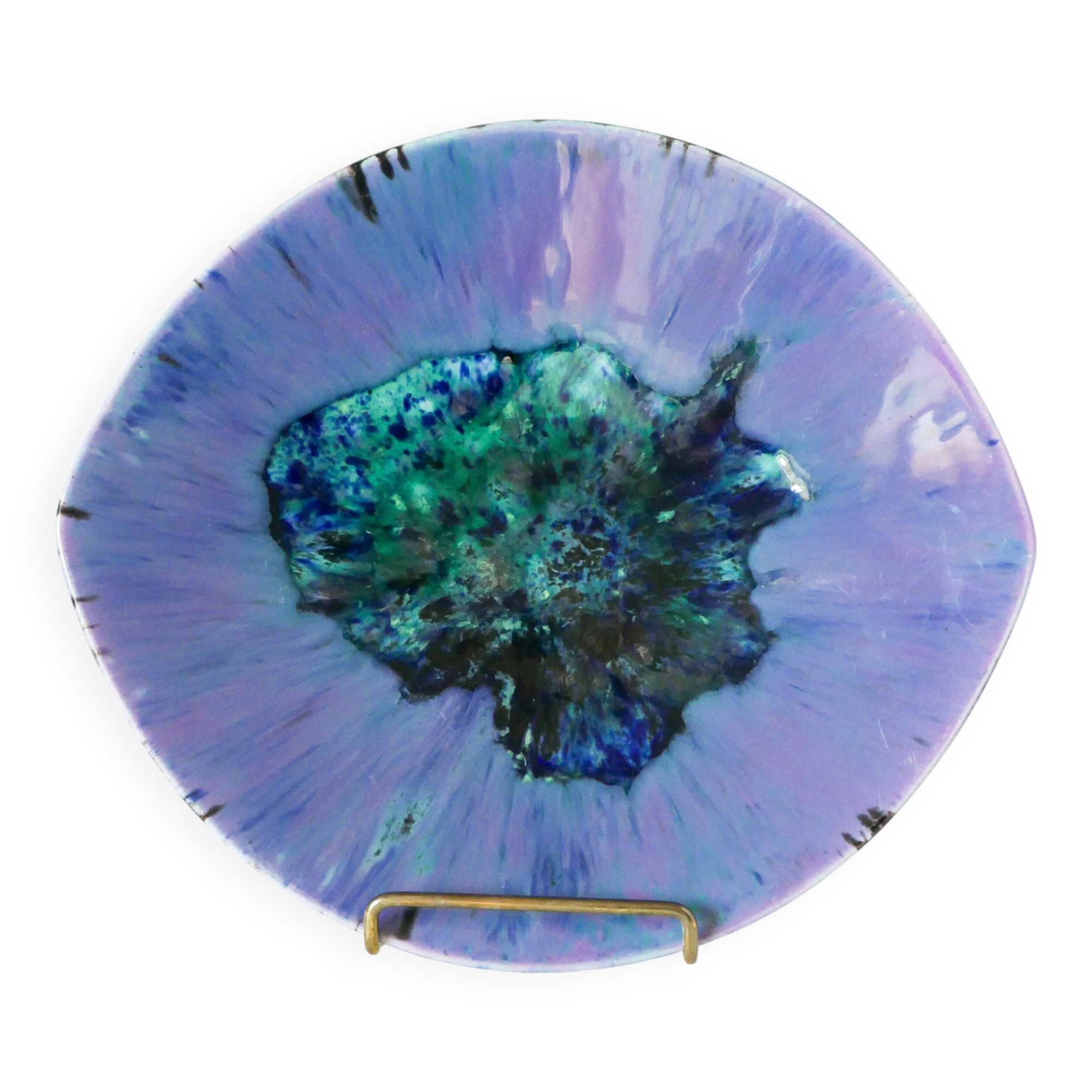 Ceramic serving plate, Violet & Blue glazes, Verno stoneware