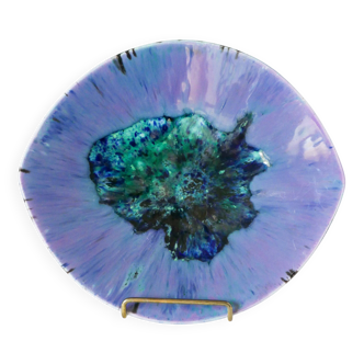 Ceramic serving plate, Violet & Blue glazes, Verno stoneware