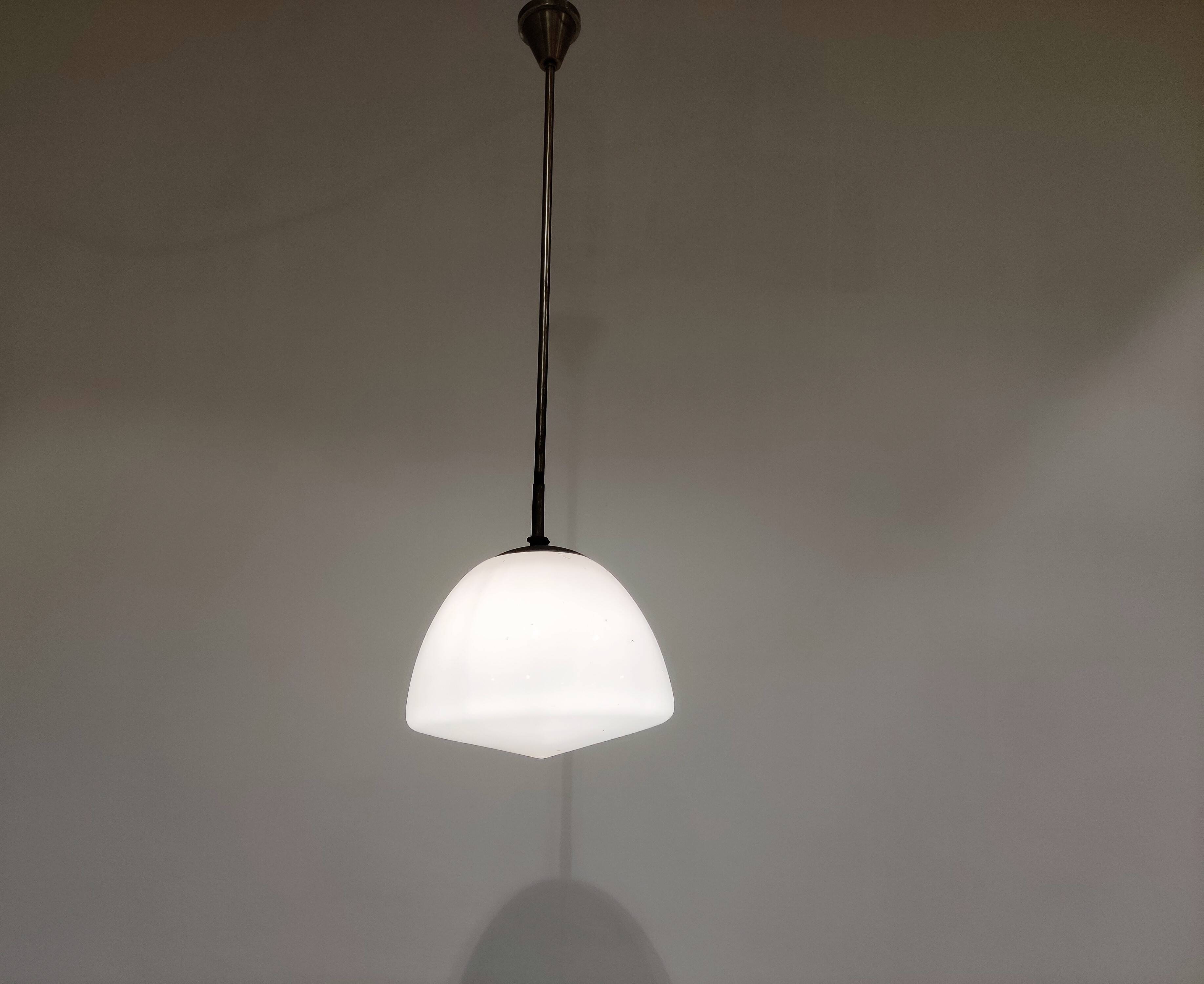 Antique opaline pendant light, 1930s