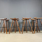Mid-century brutalist bar stools - set of 8, 1960s