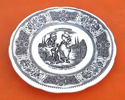 Plate " The language of flowers " Faience of Gien Rose Trémière-Fertility