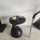 Sofa end in solid wood monoxyl organic shape black color