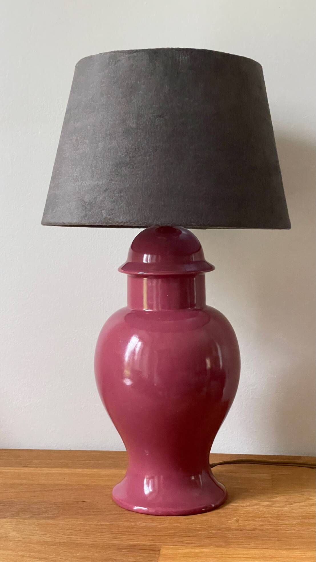 Ceramic and velvet lamp from the 90s