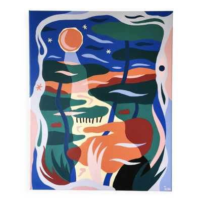 Peinture acrylique sur toile - Songe boisé