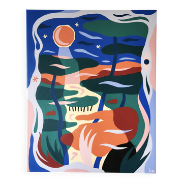 Peinture acrylique sur toile - Songe boisé