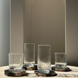 Set of 4 fossilized wooden coasters
