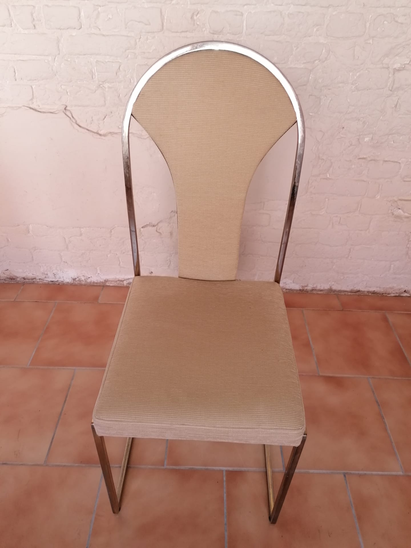 Chaises de salon vintage en laiton de belgo chrome, 1970s