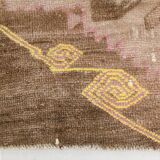 3x7 Vintage Brown & Pink Oriental Vintage Runner Rug, 82x210Cm