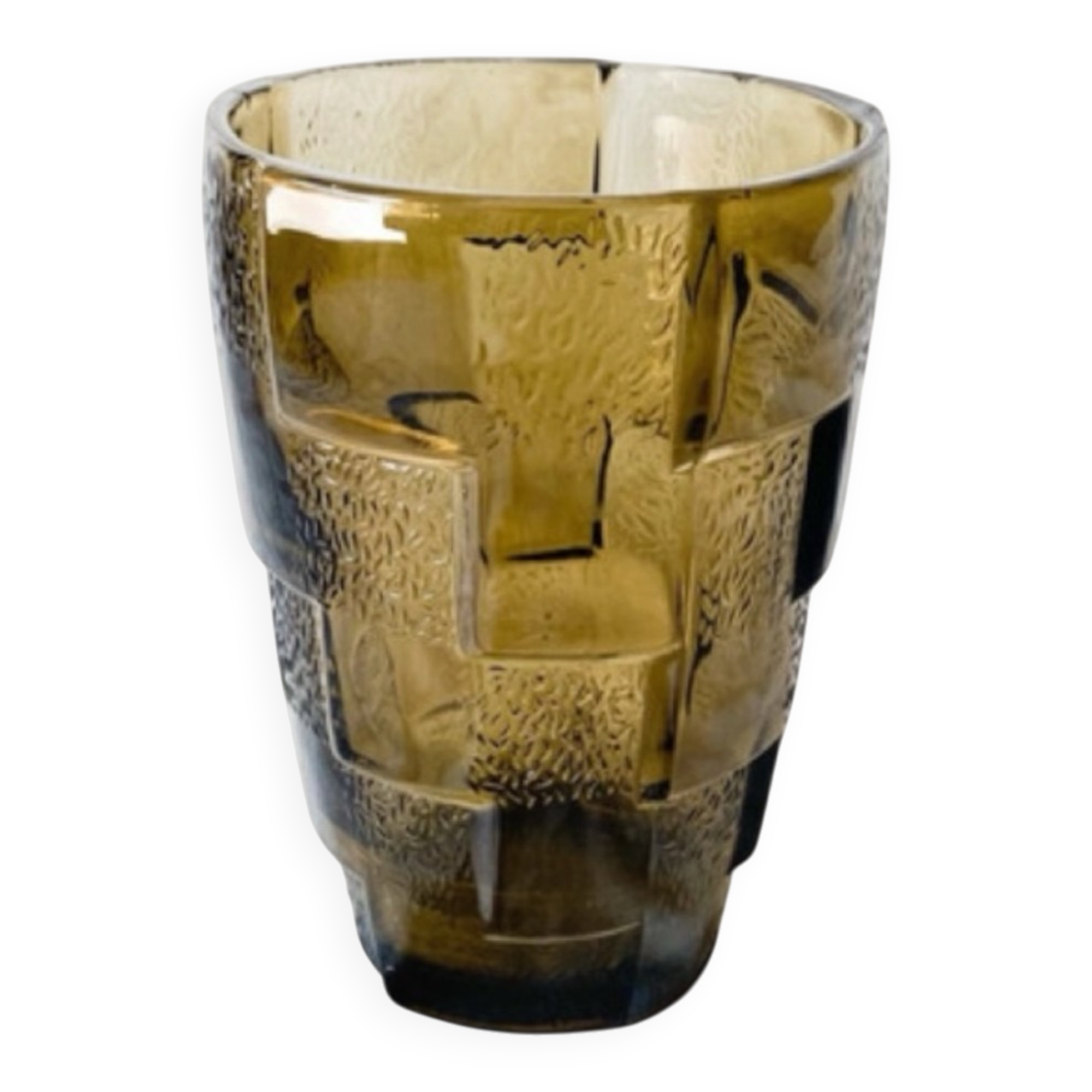 Pressed-mould glass vase 1970s Brutalist / Mid-Century aesthetic