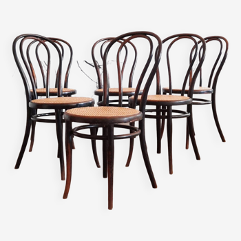 Set of 6 black no. 18 chairs by Thonet, around 1900