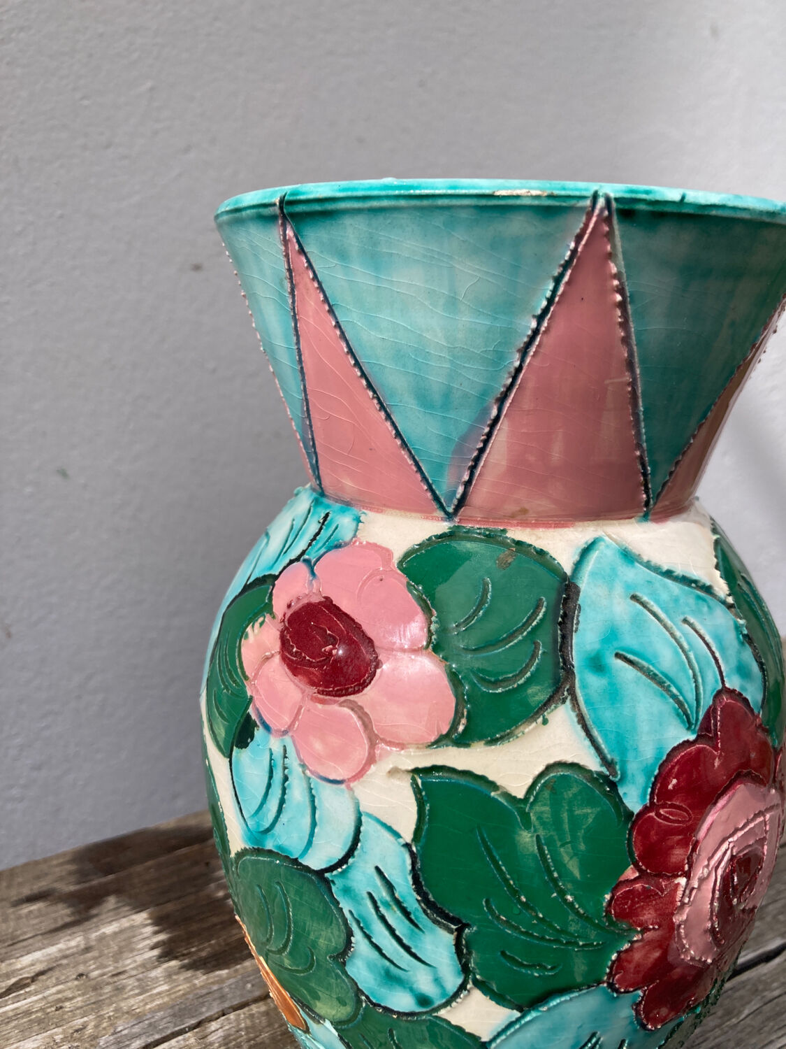 Monaco style ceramic flower vase 1950