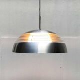 German pendant lamp in aluminium and glass from the Mid-Century space by Doria, 1960s.