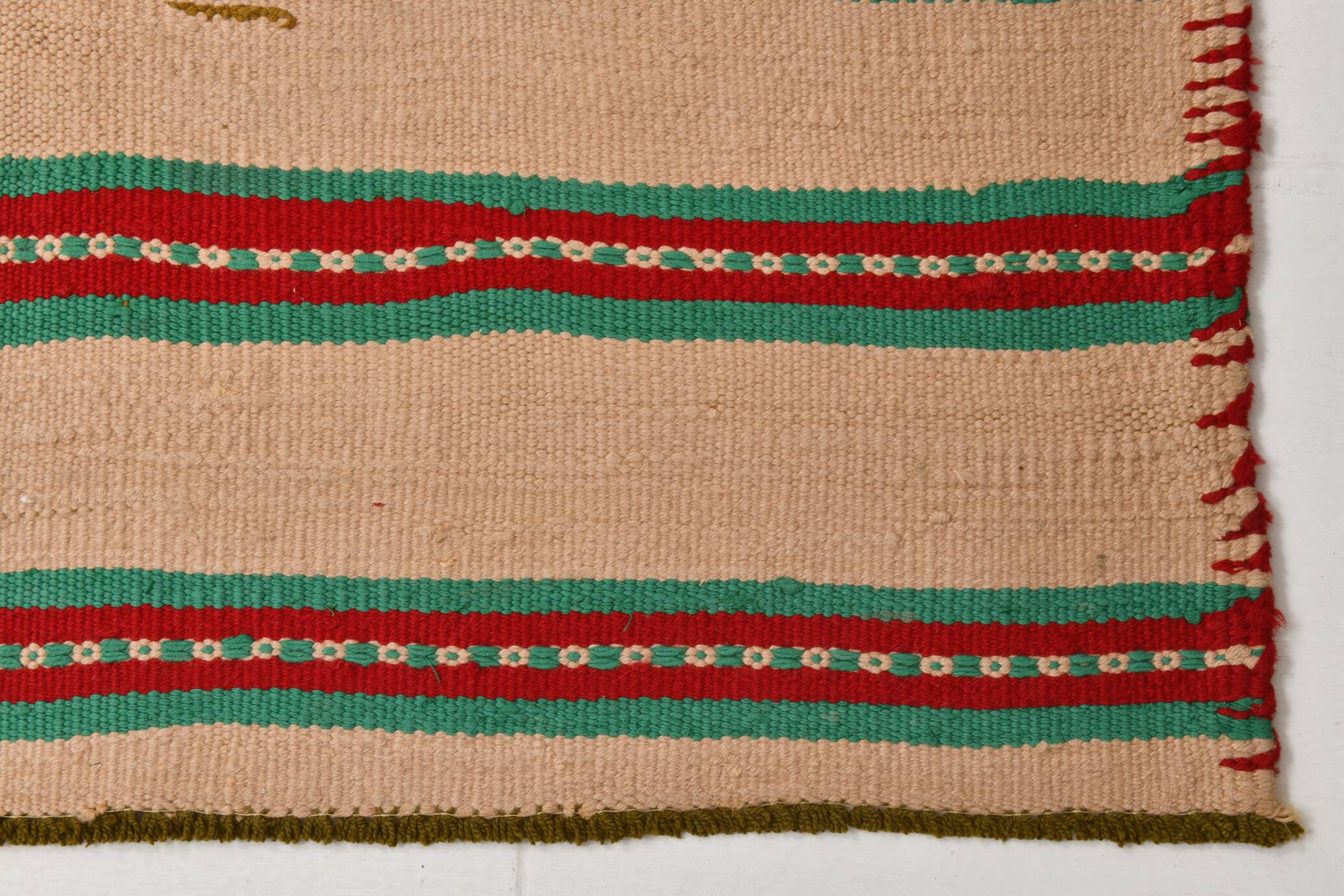2x10 Red & Green Kilim Runner Rug, 79x323Cm