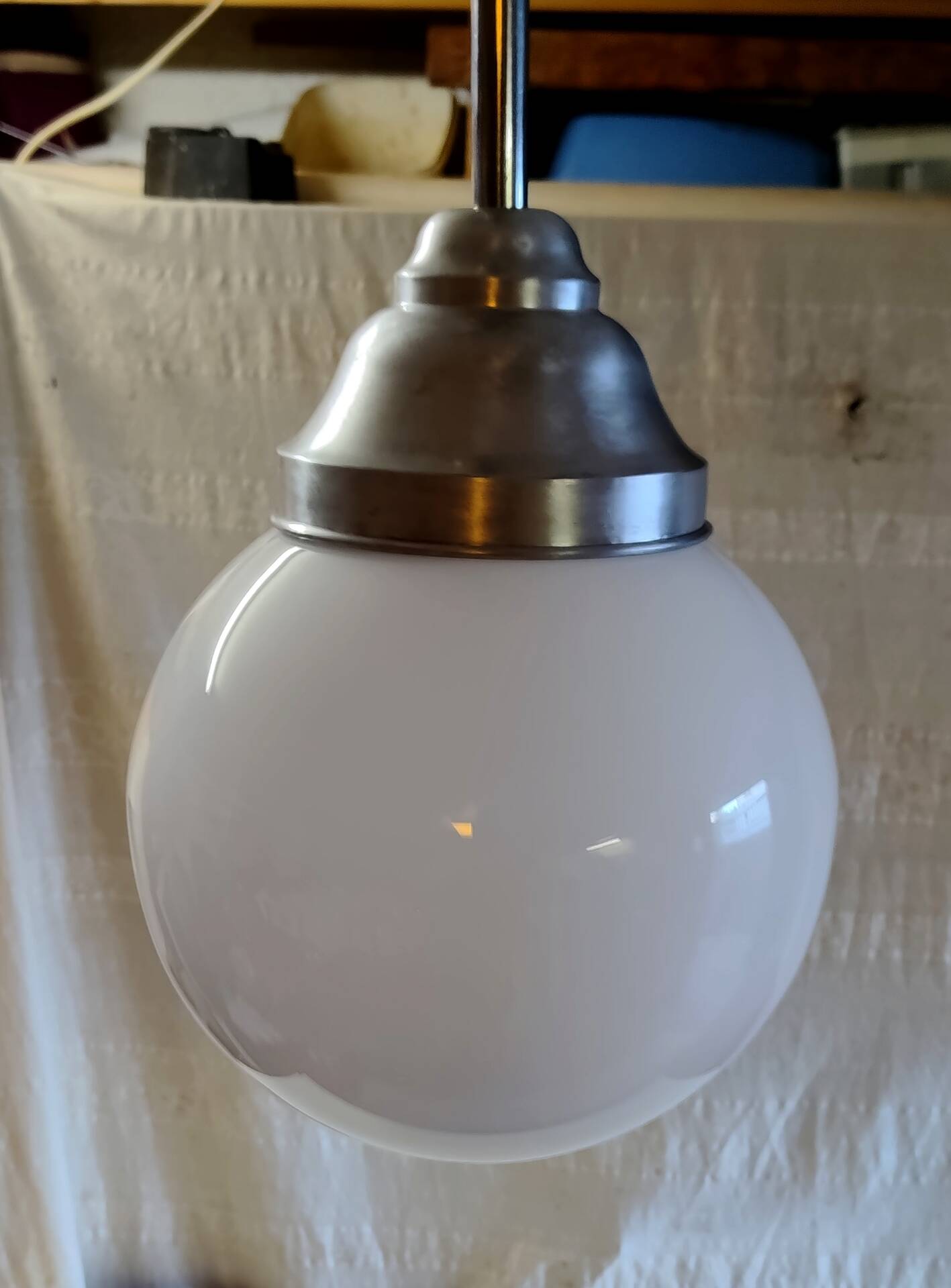 Bauhaus opaline globe suspension XL - mid 20th century