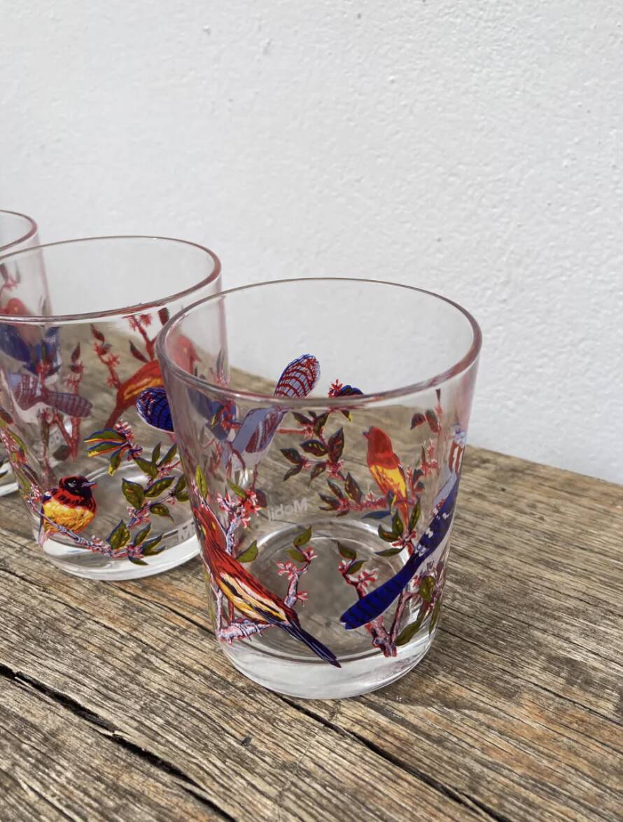 Vintage bird water glasses