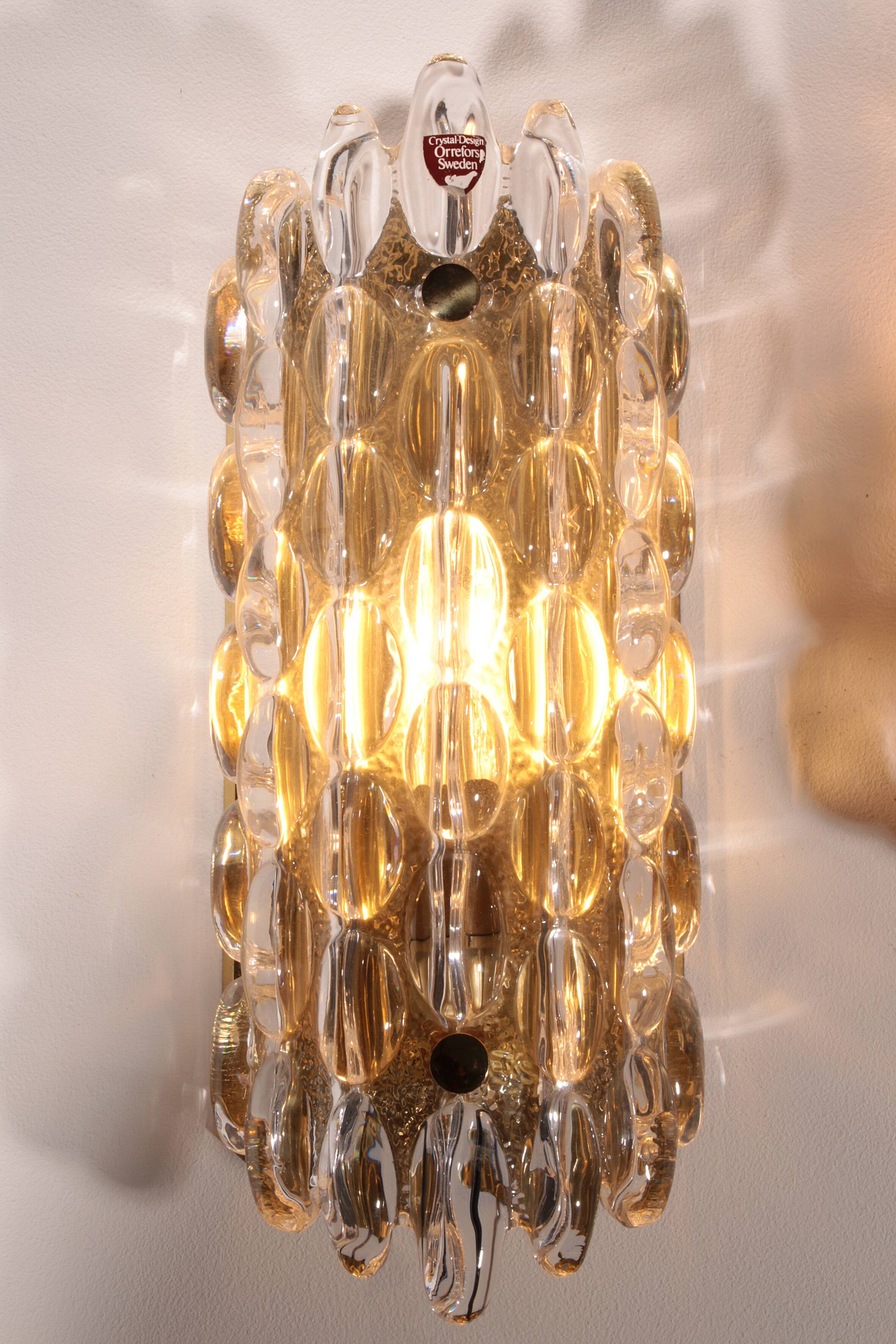 Appliques murales en cristal Waterdrop de Carl Fagerlund pour Orrefors