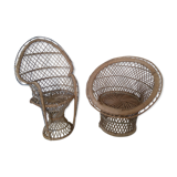 Set of 2 rattan armchairs
