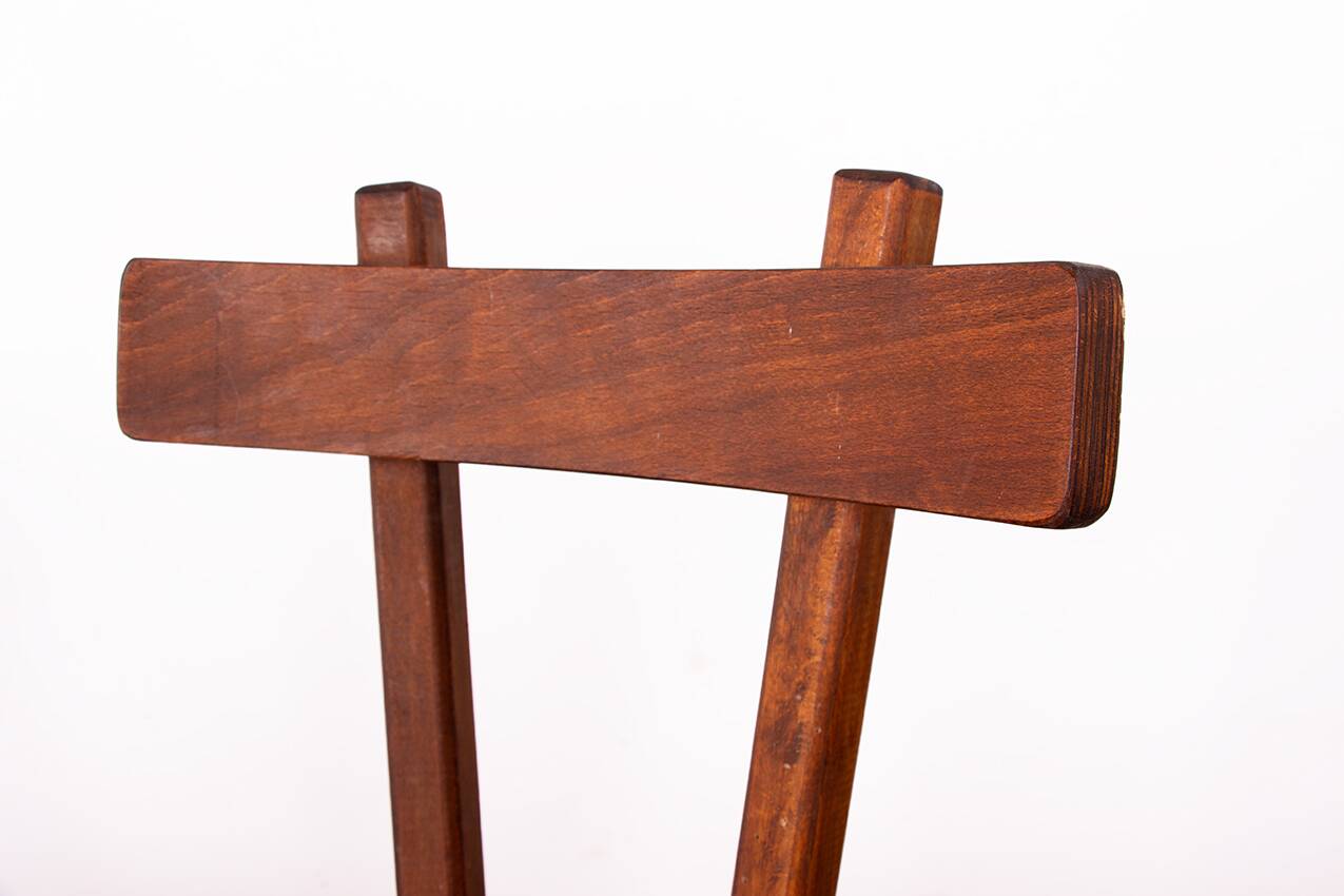 Brutalist pair of chairs in Elm in the style of Jean Touret 1950.