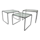 Modernist Italian steel and glass set of nesting tables, 1970s, set of 3