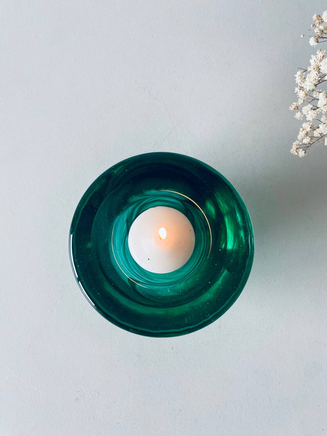 Kosta Boba green glass candle holder