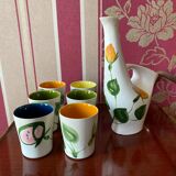 Lemonade service "pottery of the marsh" 6 glasses and 1 pitcher